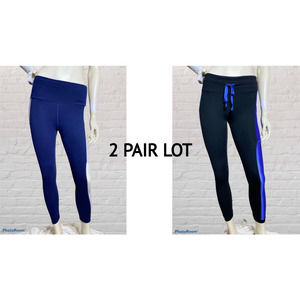 Fabletics Black/Blue Blue/White 22.5" Leggings XS